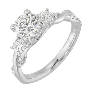 14Kt White Semi Mount 1/2Ctw For 1 1/2Ctw Round Center