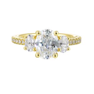 14Kt Yellow Semi Mount 7/8Ctw For 2Ctw Oval Center