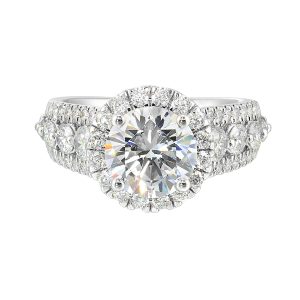 14Kt White Semi Mount 1 1/4Ctw For 2Ctw Round Center