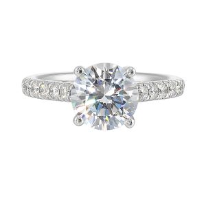 14Kt White Semi Mount 1/2Ctw For 2Ctw Round Center