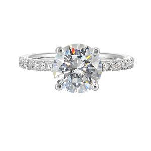 14Kt White Semi Mount 1/5Ctw For 2Ctw Round Center