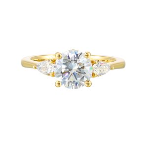 14Kt Yellow Semi Mount 3/8Ctw For 1 1/2Ctw Round Center
