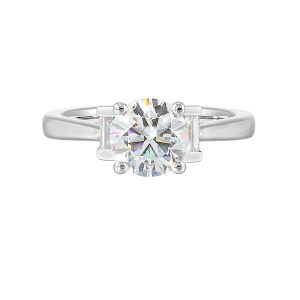 14Kt White Semi Mount 1/3Ctw For 1 1/2Ctw Round Center