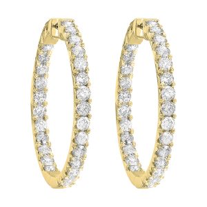 14Kt Yellow Gold Diamond 3Ctw Earring (Round Shape)