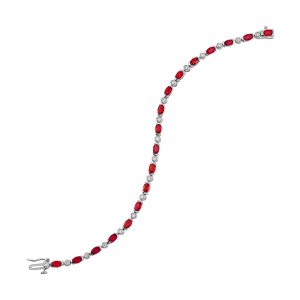 14Kt White Gold Diamond 1/2Ctw & Ruby 5 1/6Ctw Bracelet