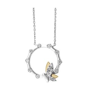 14Kt White Yellow Gold Diamond 1/7Ctw Pendant