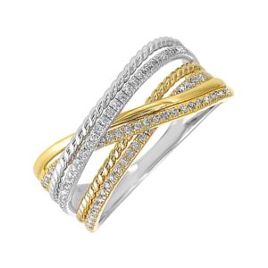 10Kt White Yellow Gold Diamond 1/5Ctw Ring