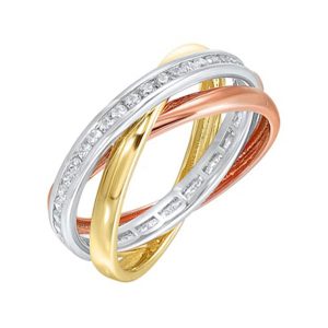 14Kt Tricolor Diamond 1/2Ctw Ring