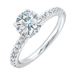 14Kt White Semi Mount 3/8Ctw For 3Ctw Round Center