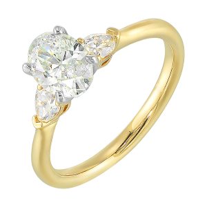 14Kt White Yellow Semi Mount 1/2Ctw For 2Ct Oval Center