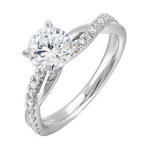 14Kt White Semi Mount 1/5Ctw For 1 1/2Ctw Round Center