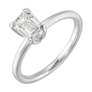 14Kt White Semi Mount For 1 1/2Ct Emerald Cut Center