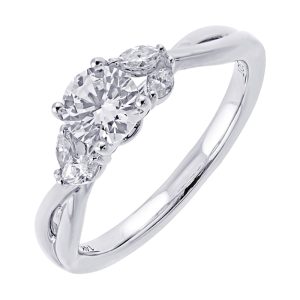 14Kt White Gold Semi Mount (1/6Ctw) For (1/2Ct) Round Center