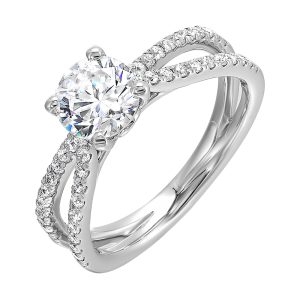14Kt White Semi Mount 1/4Ctw For 1 1/2Ctw Round Center