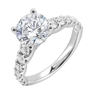 14Kt White Semi Mount 7/8Ctw For 1Ctw Round Center