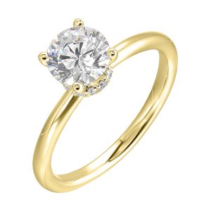 14Kt Yellow Semi Mount 1/10Ctw For 1 1/2Ct Round Center
