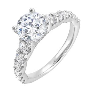 14Kt White Semi Mount 7/8Ctw For 2Ctw Round Center