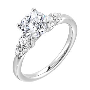 14Kt White Semi Mount 3/8Ctw For 1 1/2Ct Round Center