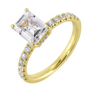 14Kt Yello Semi Mount 3/8Ctw For 1 1/2Ctw Emerald Cut Center
