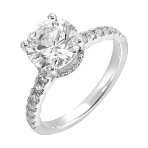 14Kt White Semi Mount 3/8Ctw For 1 1/2Ctw Round Center