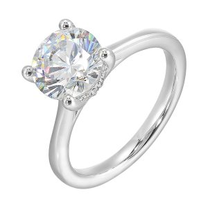 14Kt White Semi Mount 1/20Ctw For 3Ctw Round Center