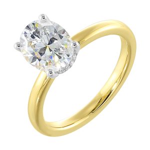 14Kt White Yellow Semi Mount 1/12Ctw For 3Ct Oval Center